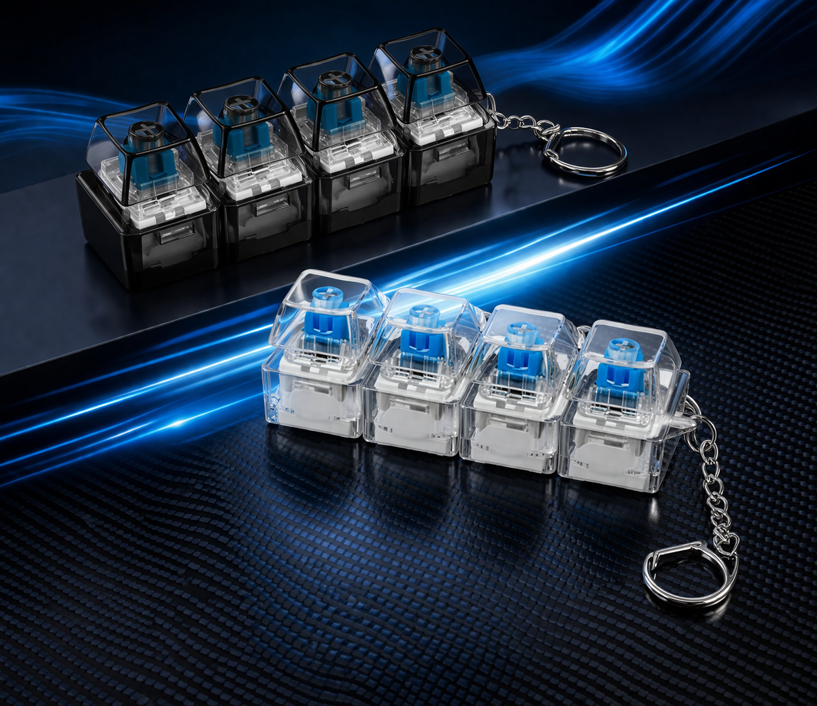 4 Key Clicker Fidget || Clear and Black Outline